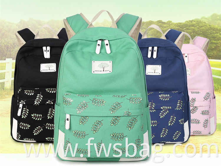 Custom Wholesale Vintage Pink Teenage Girls School Bookbag Allover Print Canvas Backpack